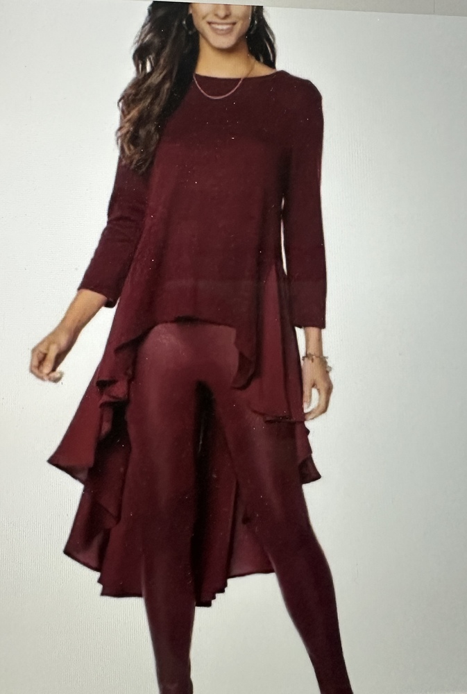 Burgundy‎ party high low top multi media top Diane Gilman